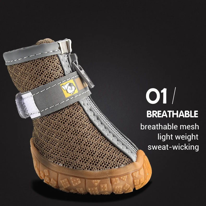 4 unids/set botas para perros pequeños y medianos zapatos para perros con parte inferior de goma transpirable zapatos para caminar al aire libre zapatos de senderismo para perros botín duradero - imagen 4