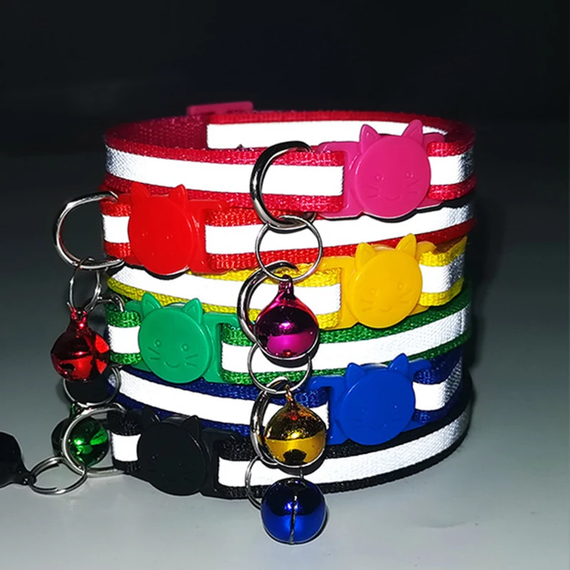 Collar reflectante con hebilla de seguridad para gatos, ajustable, personalizado, sin identificación, grabado, Collar de nailon para cachorros y gatitos - imagen 3