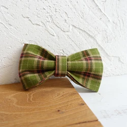 Pajarita verde a cuadros para perro - Desmontable para collar