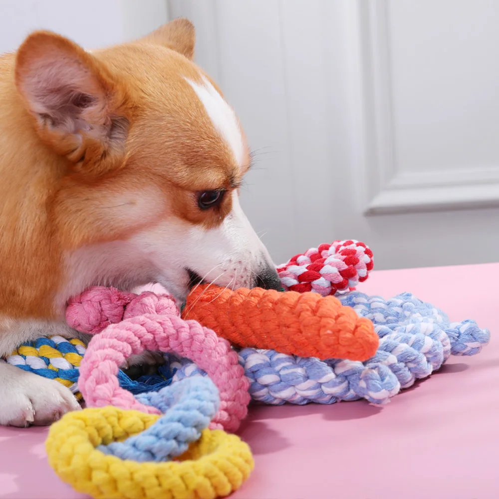 HOOPET-juguetes para masticar para mascotas, herramienta divertida para limpiar los dientes al aire libre, nudo de algodón para masticar, cuerda trenzada de hueso - imagen 2