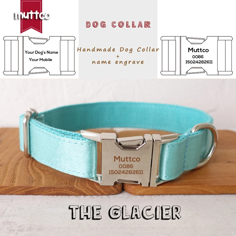Collar de perro con hebilla de metal grabada MUTTCO, collar con etiqueta de identificación para perro GLACIER, placa de identificación de 5 tamaños, suministro antipérdida para mascotas UDC116