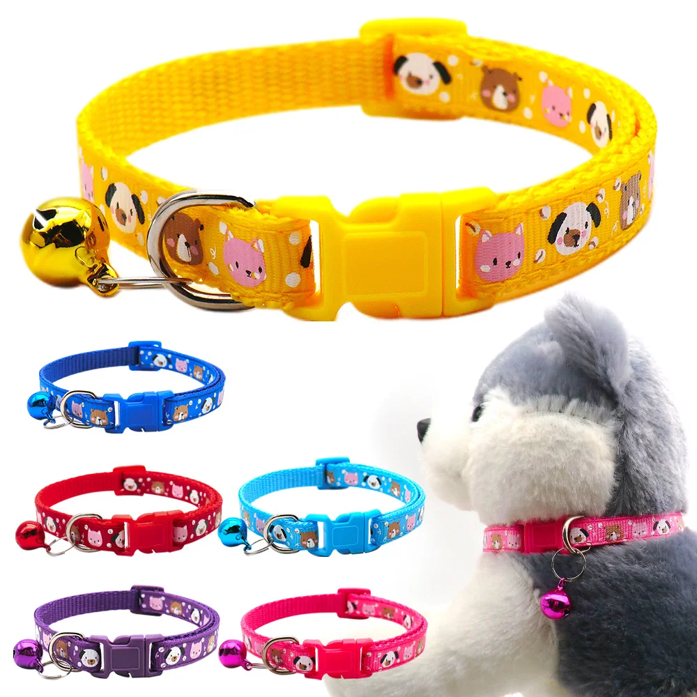 Venta al por mayor, 24 Uds., bonito Collar ajustable para perro, Collar para gatos, gatitos, perro, gato, cachorro, hebilla de cuello con campana, accesorios para Gato - imagen 2