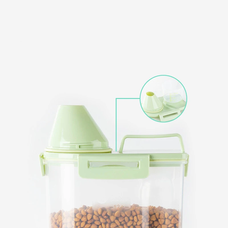 Cuenco de comida para perros, cubo alimentador para gatos, contenedor de comida para mascotas, barril de almacenamiento, taza medidora, cajas de gran capacidad - imagen 3