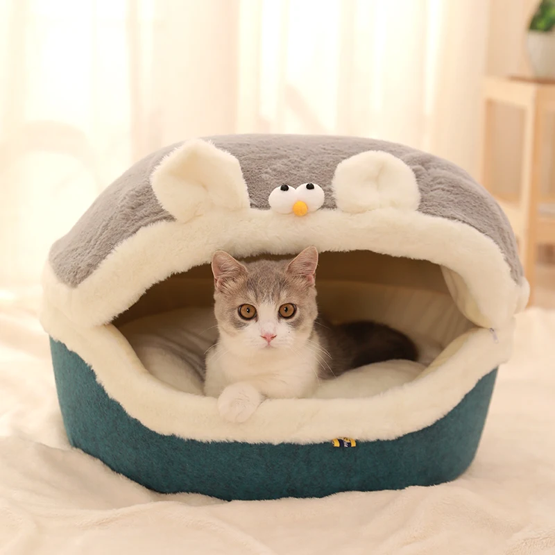 HOOPET-casa de cama para gatos, perrera de felpa suave, cojín para cachorros, nido para perros pequeños y gatos, cama para perros para dormir cálida para invierno, suministros para mascotas - imagen 2