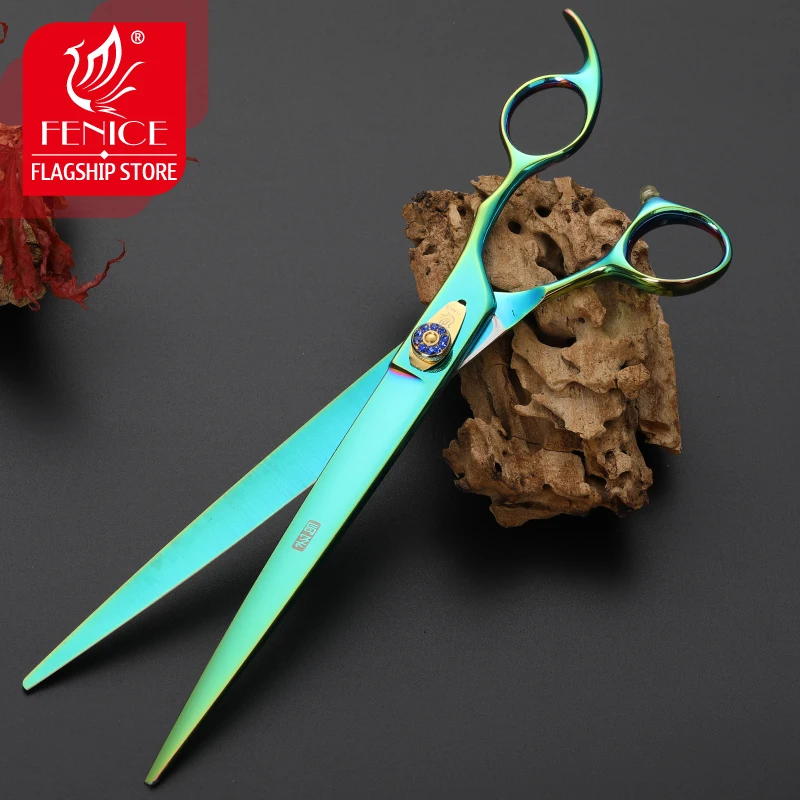 Fenice-Tijeras profesionales para el cuidado de mascotas, 8,5 pulgadas, rectas, equipo de cuidado de perros, corte, Makas Tesoura - imagen 4