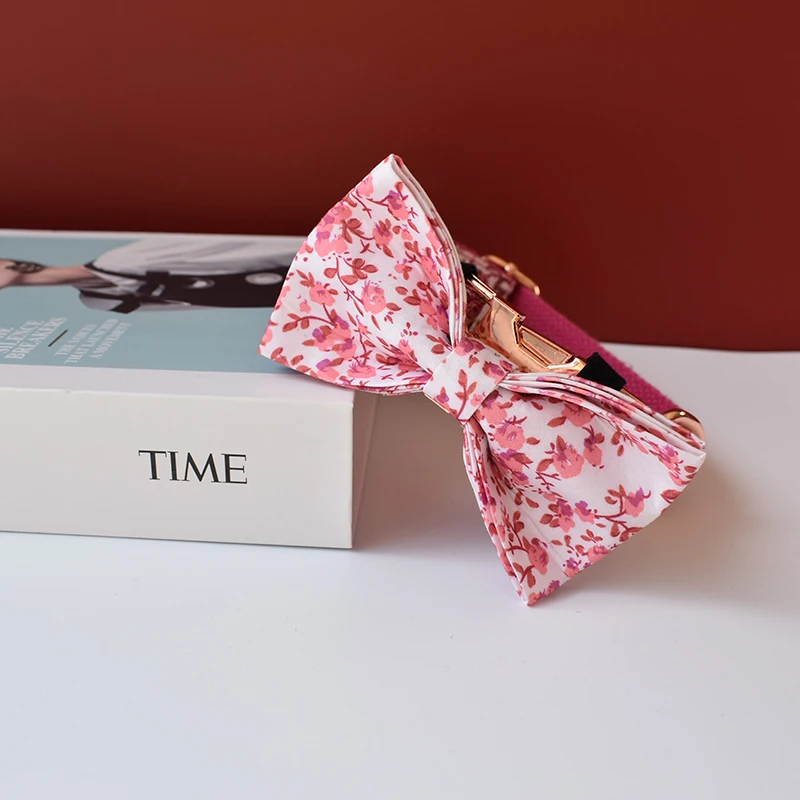 Hebillas de metal personalizadas para mascotas, collar grabado de 1,5 M, correa para mascotas, pajarita, collar ajustable para Chihuahua, suministros de flores de fábrica 01 - imagen 2