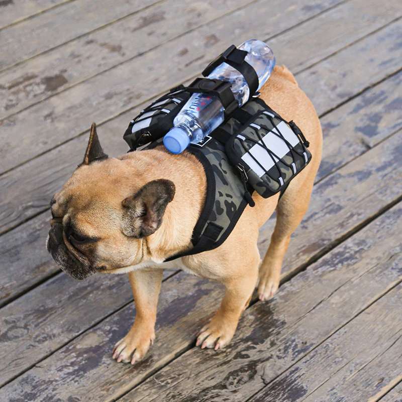 Camouflage Portable Travel Dog Backpack Carrier Outdoor Dog Carrier For French Bulldog Pug  Reflective Tactical Dog Harness Vest - imagen 2