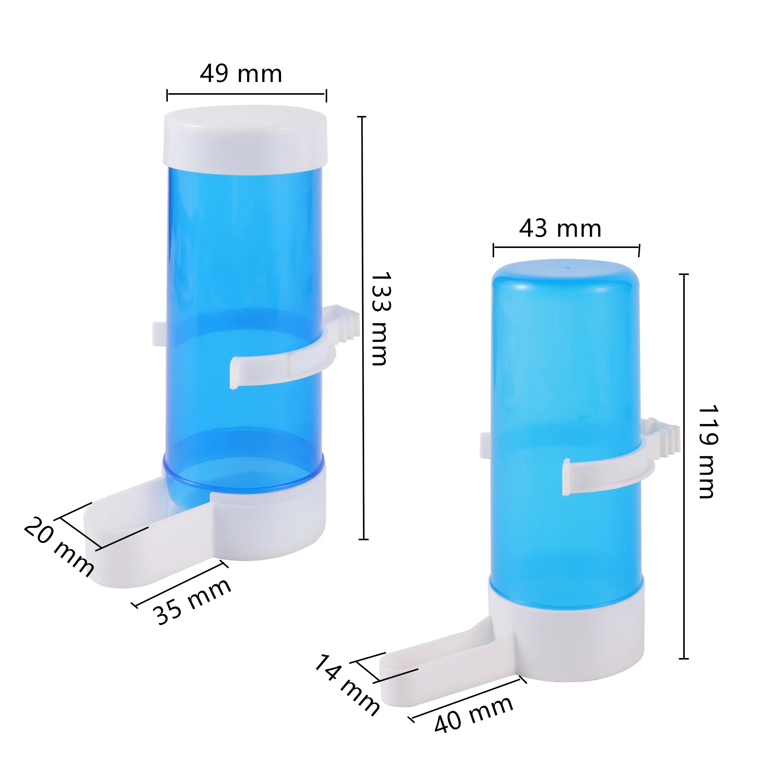 Bebedero automático colgante para pájaros y mascotas, alimentador para pájaros azul, jaula para pájaros, herramienta de alimentación para loros, cuencos y bebederos automáticos, 4 piezas - imagen 3