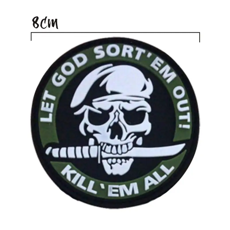Deja que Dios clasifique la insignia de Em Out, decorativo militar, aplique de costura, adorno, parches tácticos, Kill Em, todo el parche de PVC - imagen 5