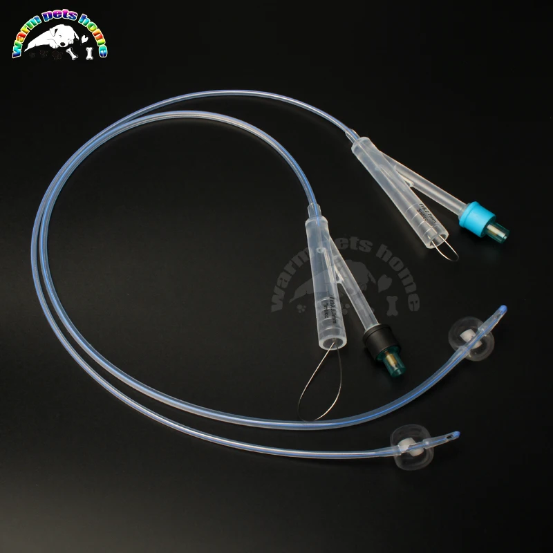 Catéter urinario canino bidireccional Foley con globo, cateteres para perros Foley de 2 vías, cateteres de orina de silicona, instrumento veterinario - imagen 2