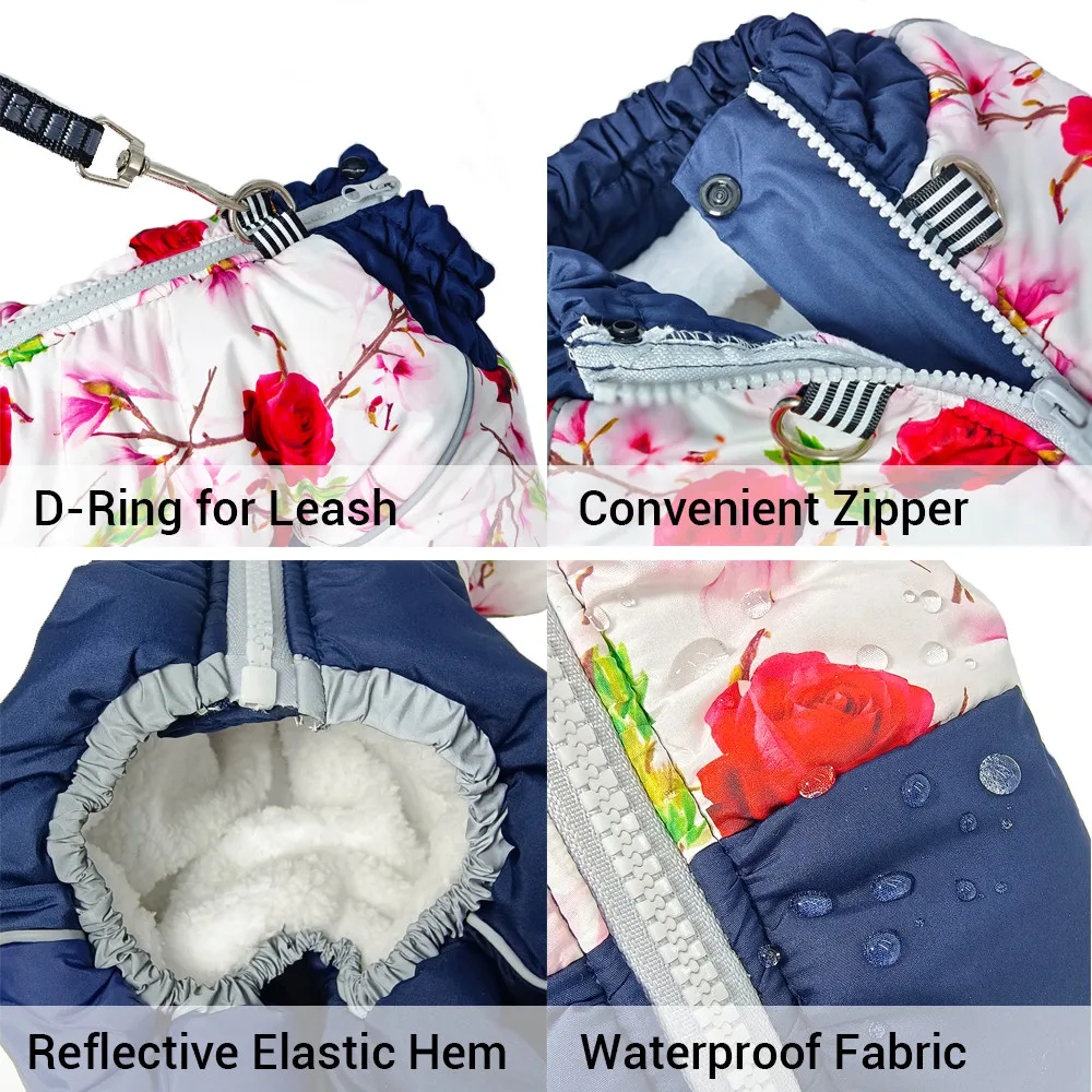 Traje de nieve de invierno para perros y niñas, chaquetas de invierno impermeables a prueba de viento para perros, forro polar grueso suave, ropa de invierno para perros, monos - imagen 4