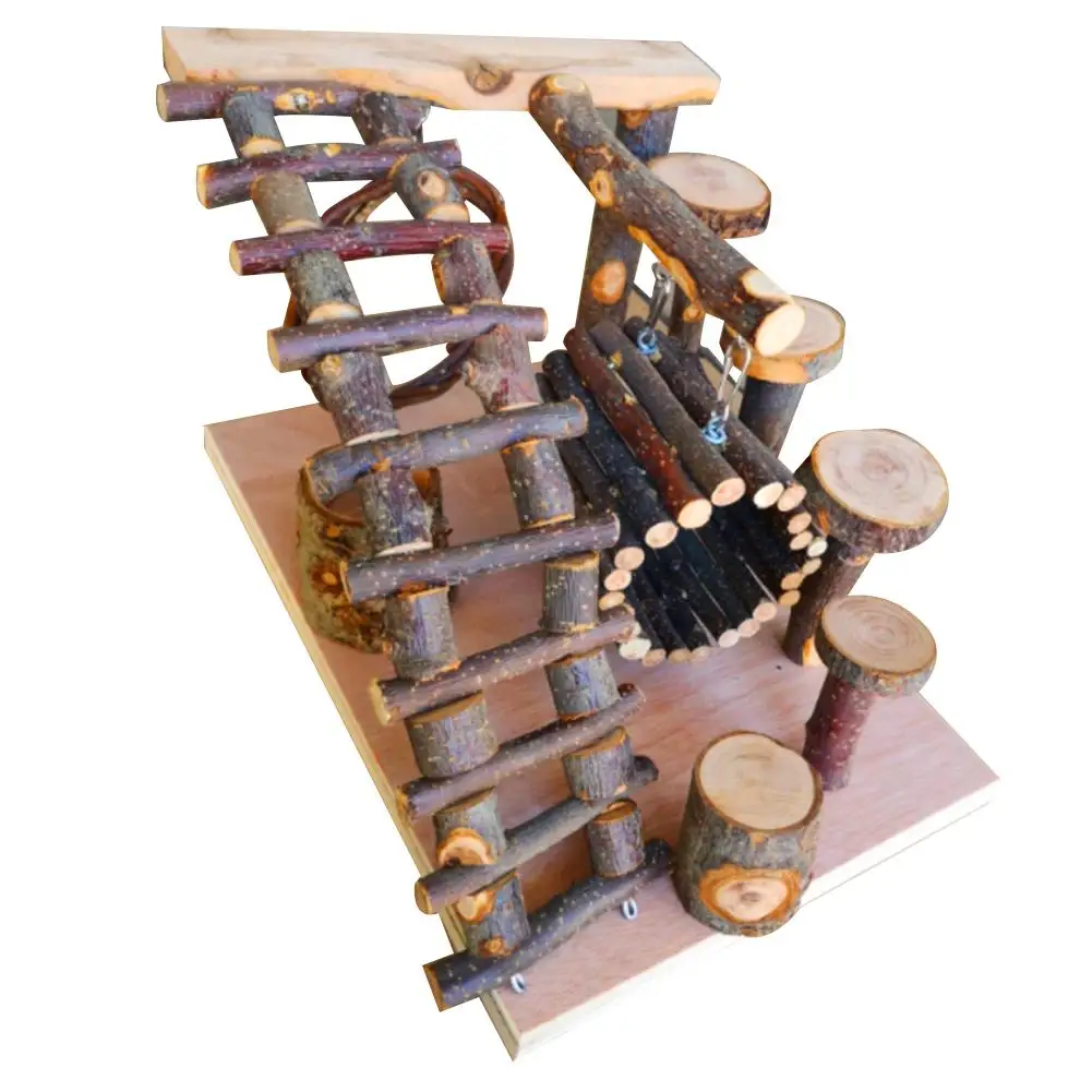 Escalera de madera de manzana para hámster, hamaca pequeña para ejercicio físico, juguete para patio de juegos, alimentador para casa de mascotas - imagen 2