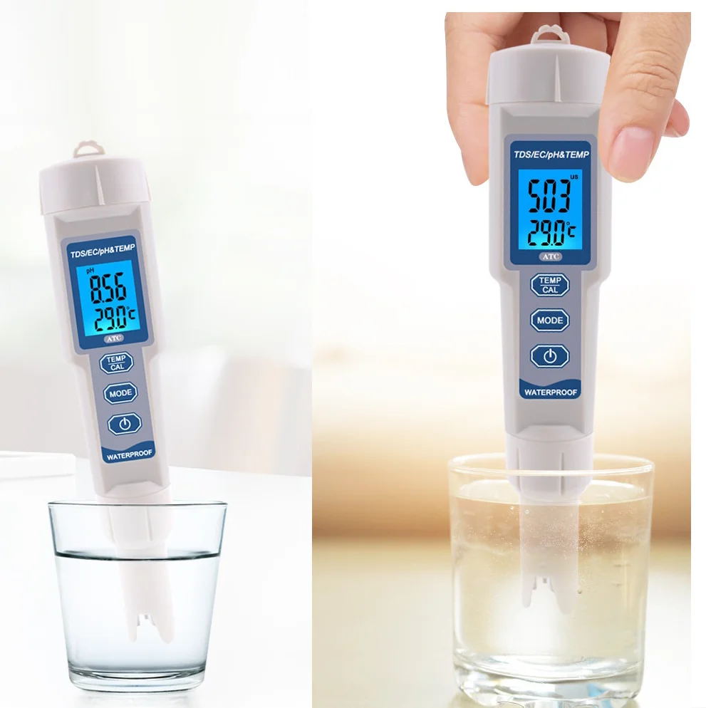 Medidor de PH Digital 4 en 1, medidor de temperatura del agua, TDS, EC, Pluma de prueba de agua, analizador TDS para piscina y Acuario - imagen 4