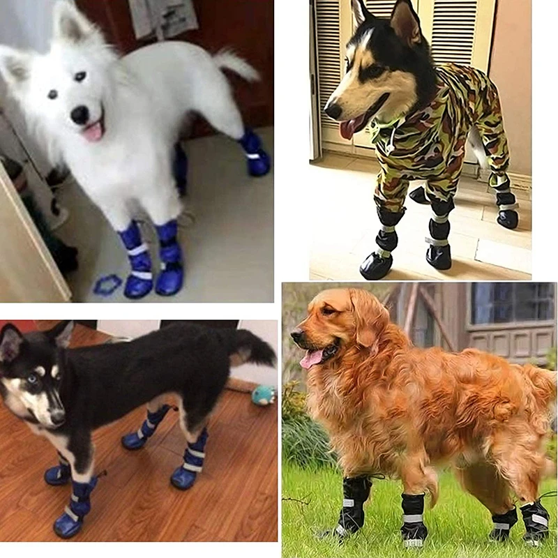 Benepaw-botas impermeables para perros medianos y grandes, zapatos cómodos, ajustables, reflectantes, antideslizantes, con suela de goma para nieve, para invierno - imagen 2