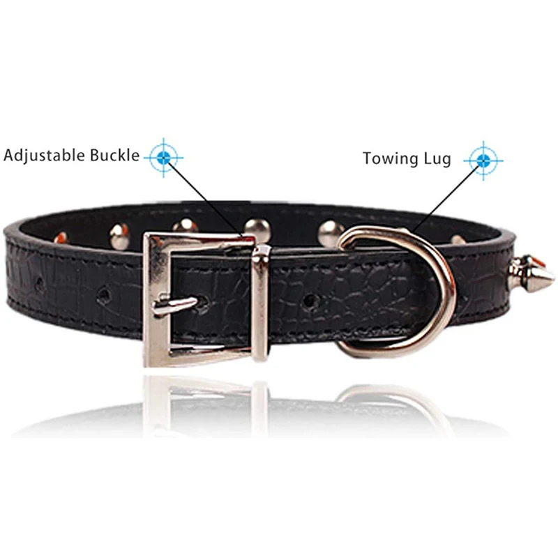 Benepaw-Collar de piel sintética con pinchos para perro, remache seguro, Ajustable, duradero, para mascotas pequeñas, medianas y grandes, Pitbull - imagen 4
