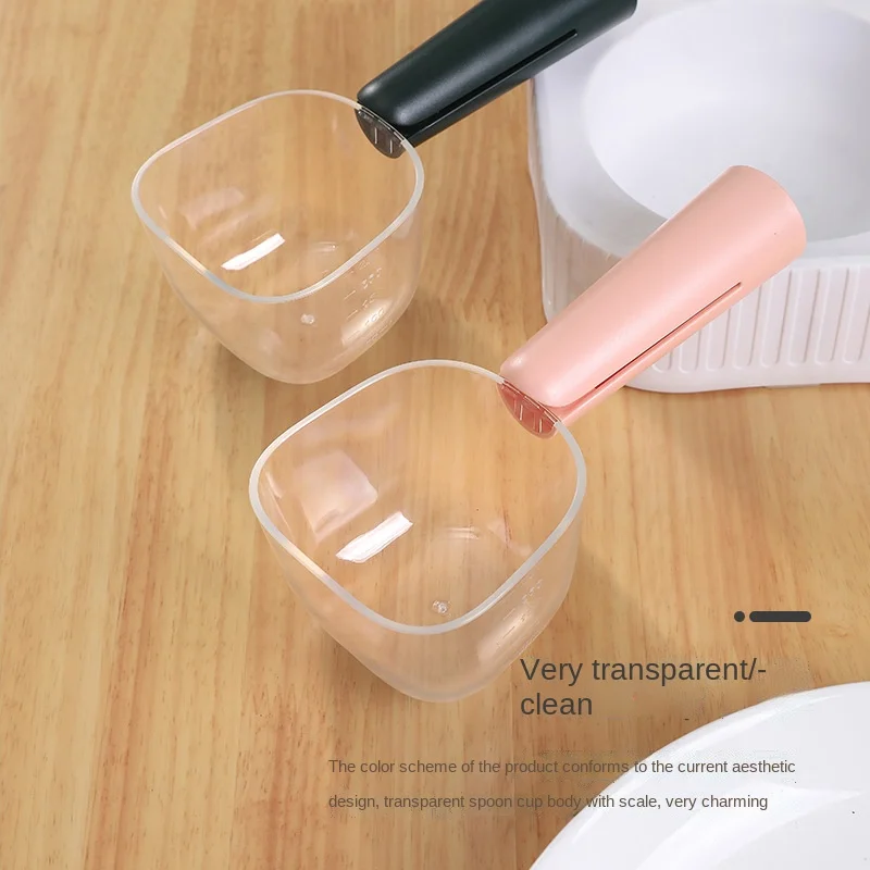 Cuchara de medición de comida para perros y gatos, utensilios de alimentación, Clip de sellado de mango largo, taza, tazón, lindo alimentador, cuchara de plástico, 250ml - imagen 3