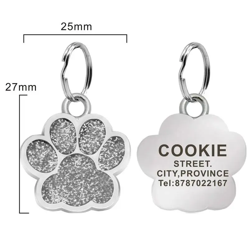 Etiqueta de identificación personalizada para mascotas, etiquetas de nombre de acero inoxidable, accesorios de collar, placa de identificación personalizada con llavero - imagen 2