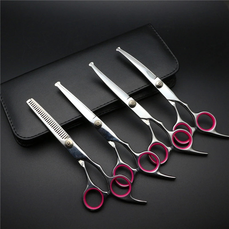 Benepaw-Tijeras de acero inoxidable para mascotas, Kit de tijeras curvadas con puntas redondeadas cómodas, peine de regalo - imagen 3