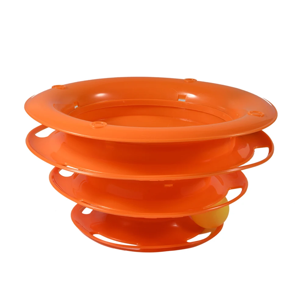 Torre de juguete de tres niveles para gato, juguete con pistas de disco, inteligencia, diversión, Triple, Bola de entrenamiento, túnel - imagen 2