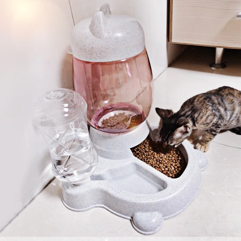 HOOPET-cuenco alimentador automático para gatos, 2,2 L, para comida de perros y gatos, con botella de agua, cuencos para gatitos, contenedor de alimentación lenta, suministros para mascotas - imagen 2
