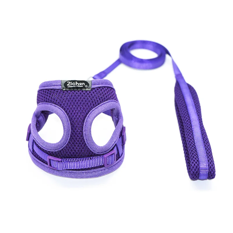 Correa de nailon suave para Perro, conjunto de Collar de malla transpirable, chaleco de arnés de plomo para Perro pequeño, suministros para mascotas, Correa para Chihuahua - imagen 4
