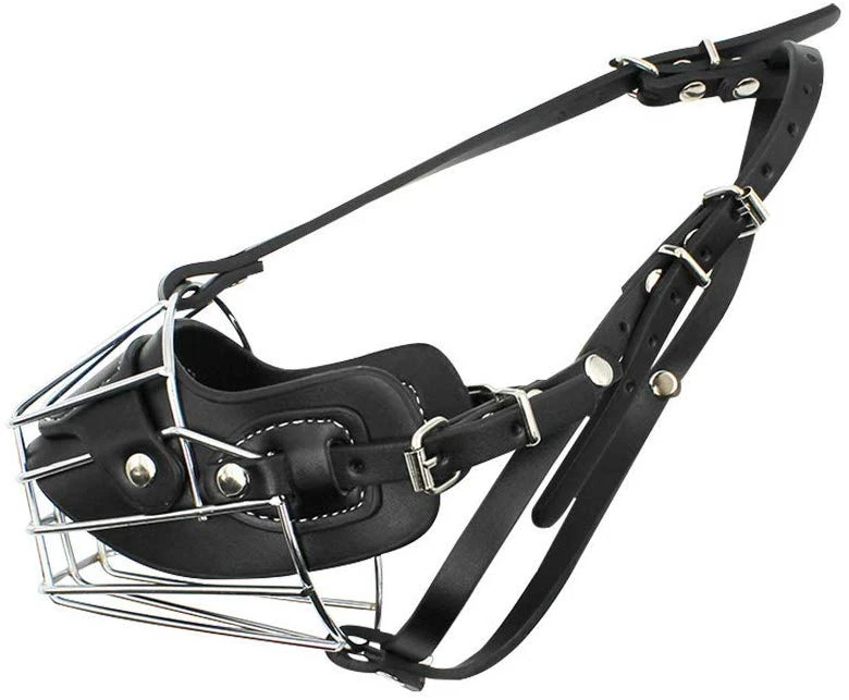 Benepaw-bozal antimordeduras para perro grande, cesta de alambre, máscara de Metal, correas de cuero ajustables, cubierta de boca para mascotas, Pastor Alemán, Pitbull - imagen 5