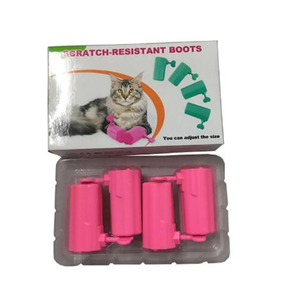Guantes ajustables para gatos domésticos, botas antiarañazos, zapatos ajustables, guantes para raspar, cubierta de uñas para el baño, suministros para mascotas, 4 Uds. - imagen 5