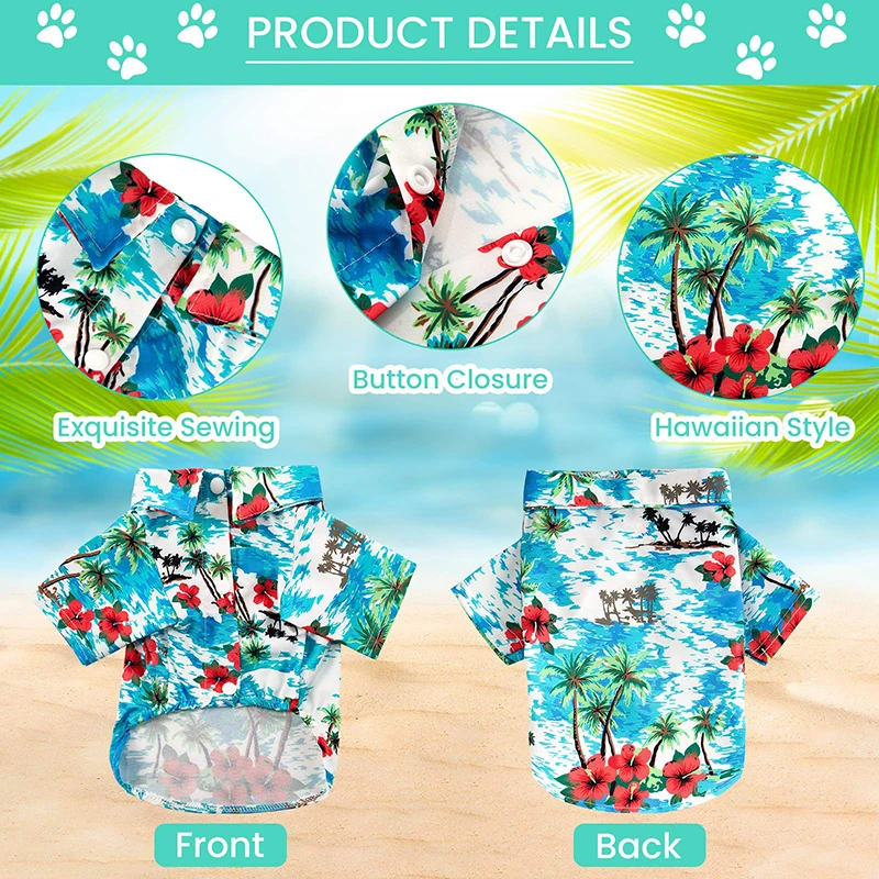 Benepaw-camisa hawaiana para perro, ropa cómoda con estampado de árbol de coco para primavera y verano, para cachorros y mascotas pequeñas y medianas - imagen 5
