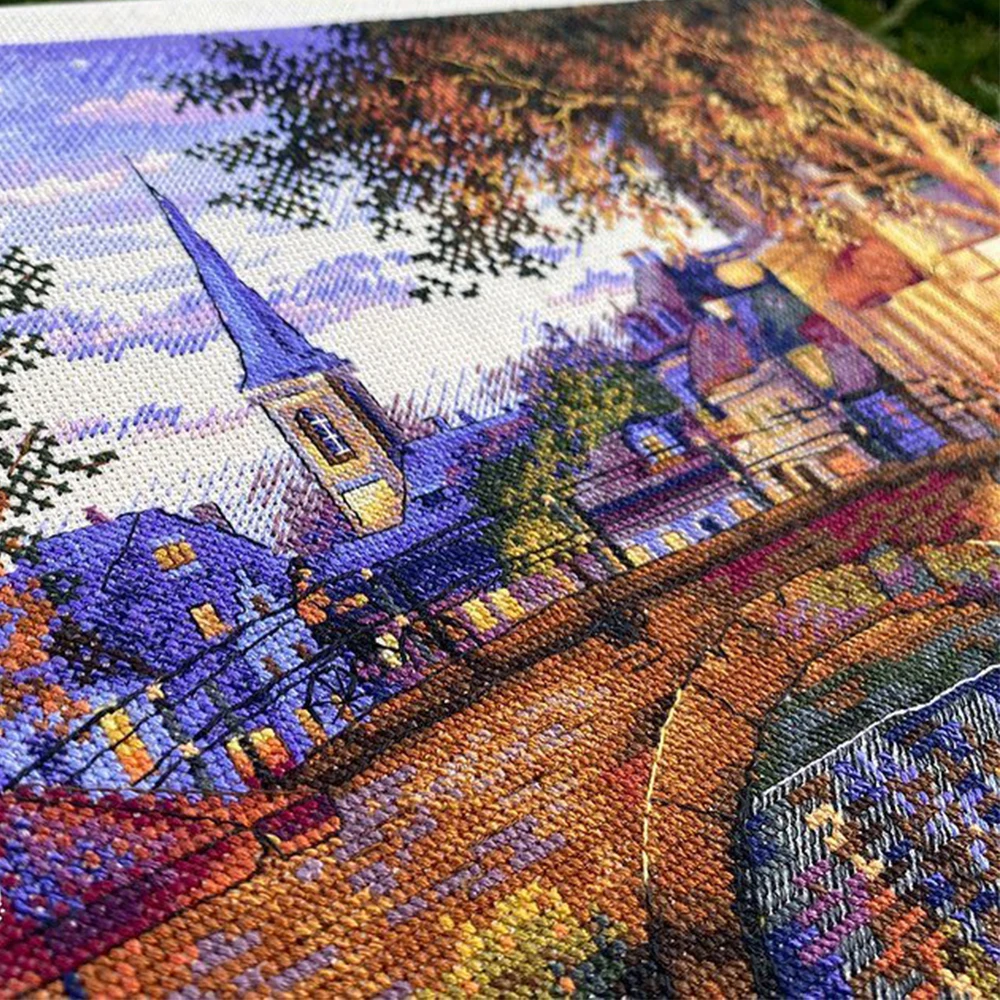 Kits de patrones de punto de cruz con cuentas de ciudad en medianoche, juegos de bordado en lienzo sin imprimir, 11 14CT, pinturas de decoración del hogar DIY - imagen 5