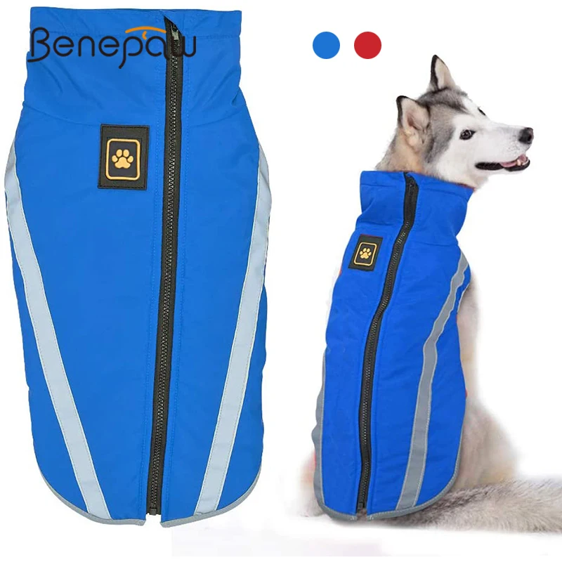 benepaw abrigo lana cálido perro chaqueta impermeable prueba viento ropa reflectante mascotas traje nieve razas medianas grandes invierno