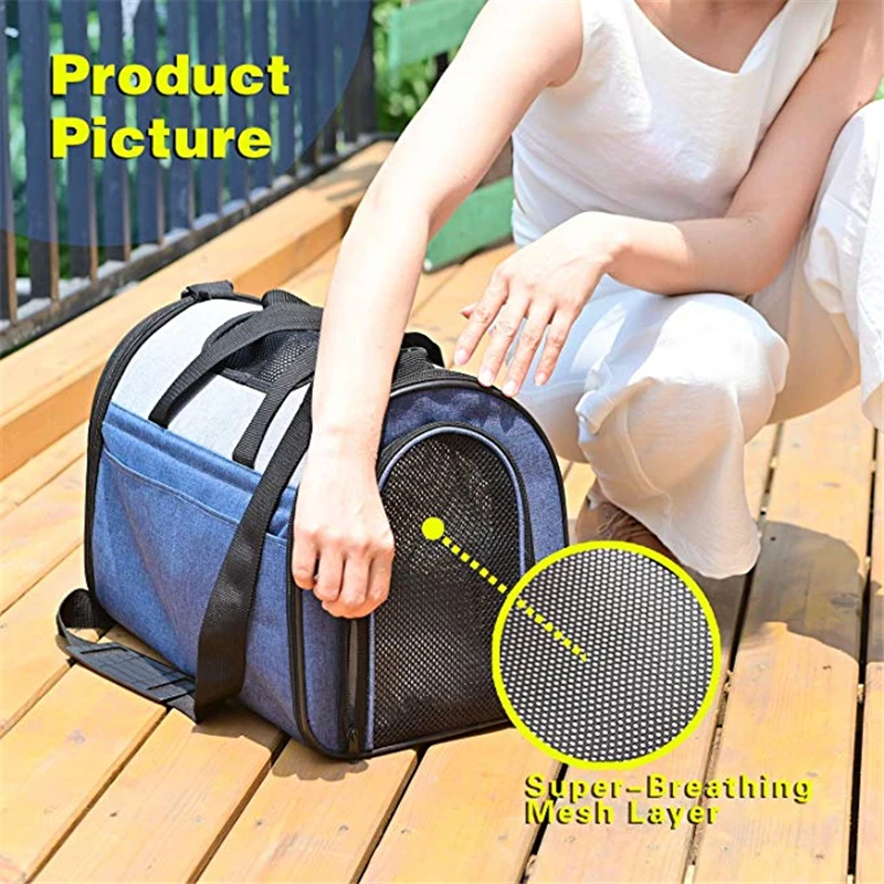 Mochila tipo mensajero para transportar perros y gatos, bolsa de viaje transpirable y cómoda, con costuras en contraste, para perros pequeños y gatitos, Chihuah - imagen 4