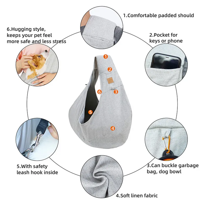 Mochila de transporte para perros, bandolera portátil para mascotas para perros pequeños o gatos, bolsa de seguridad funcional para abrazar perros, transportador de cachorros de viaje al aire libre - imagen 3
