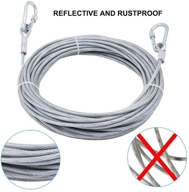Benepaw-Cable de amarre de alambre de acero para perros grandes, correa reflectante de alta resistencia, para entrenamiento, corredor de mascotas de hasta 125kg - imagen 4