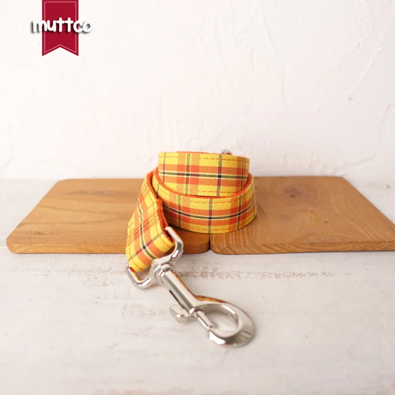 MUTTCO vende al por menor collar de perro de diseño propio CHEESE PLAID hecho a mano poliéster satinado y nylon 5 tamaños collar de perro UDC098 - imagen 2