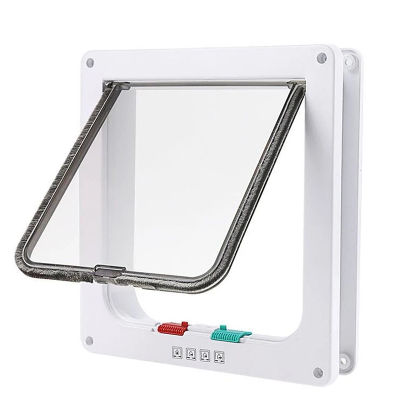 Puerta con solapa para perro y gato, Kit de puerta con cierre de seguridad de 4 vías, de plástico ABS, para mascotas pequeñas - imagen 2