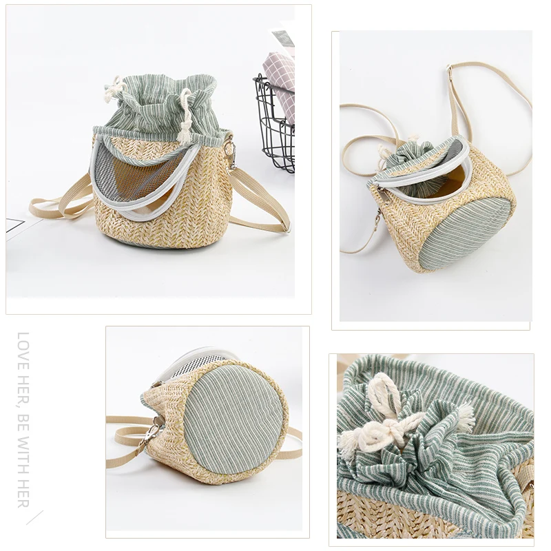 Bolsa para hámster de azúcar al aire libre, accesorios de cesta de Color Natural, bolsa transpirable para mascotas, adecuada para la dentición de hámster, salida de conejo - imagen 3