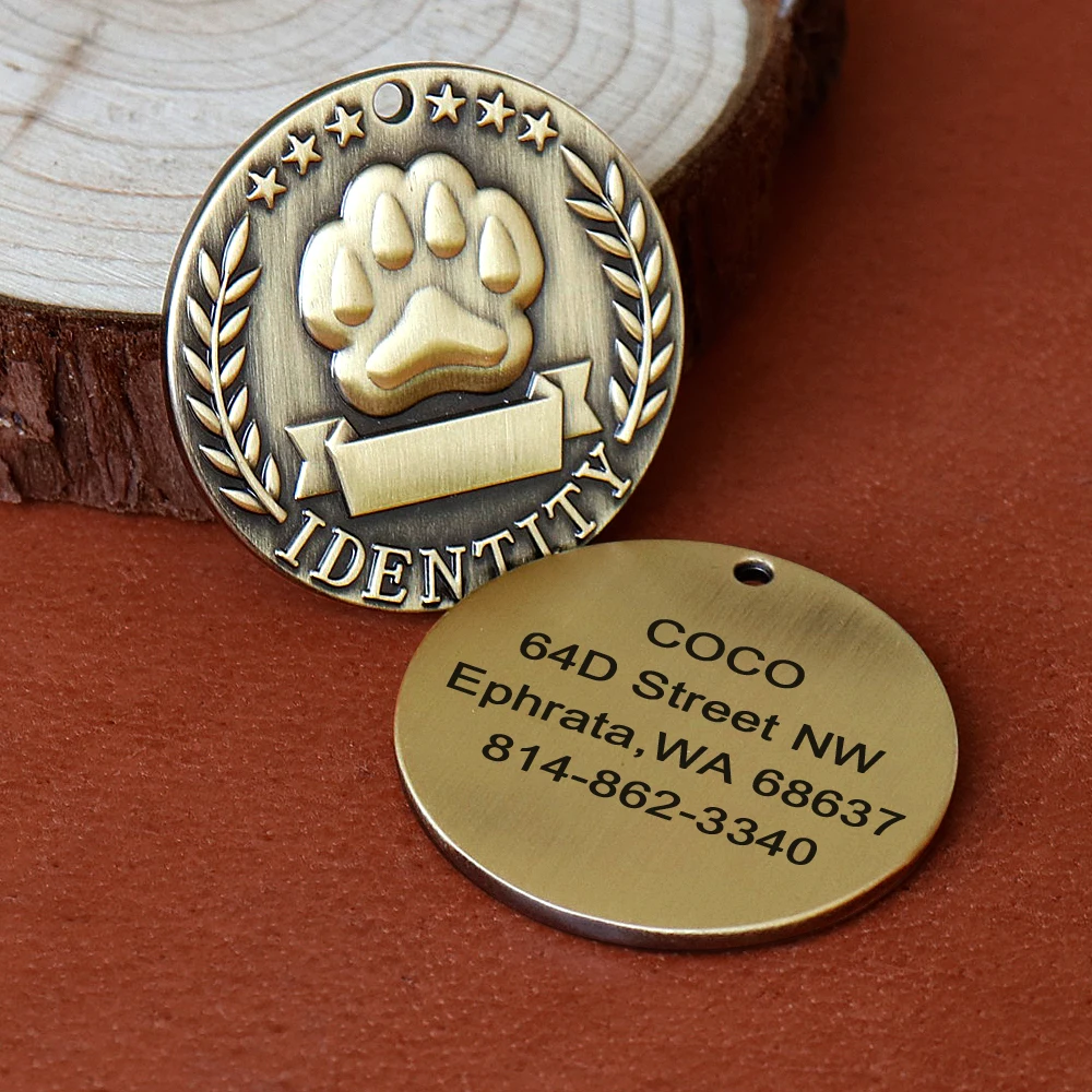 Placa de identificación de perro de acero inoxidable, placa de identificación personalizada para perros, colgante antipérdida para mascotas, collares, collar grabado gratis - imagen 2