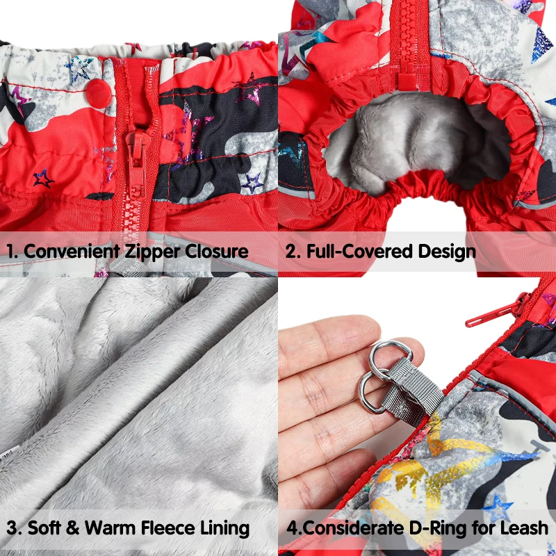 Ropa de invierno para perros pequeños, pelele suave y cálido para mascotas, mono de cobertura completa para el vientre, traje de nieve para perros York - imagen 5