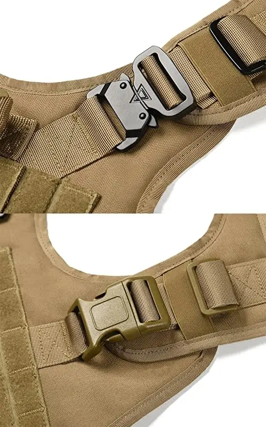 Arnés táctico para perros con bolsas, sistema Molle K9, Bolsas laterales con hebilla de metal, chaleco para tamaño pequeño, mediano y grande - imagen 4