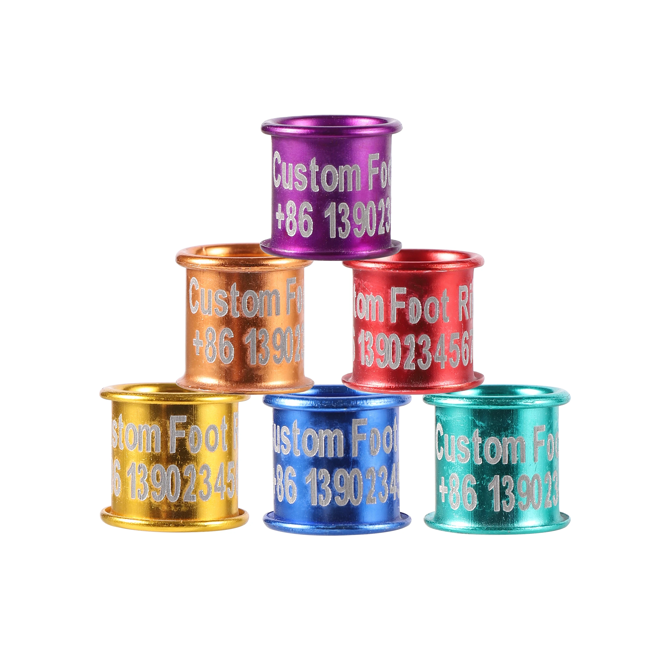 Anillo de pie de pájaro de 8mm de identificación de alta calidad, Anillo de pie de Paloma de loro personalizado, grabado láser DIY, nombre, número de teléfono, logotipo, 20 piezas