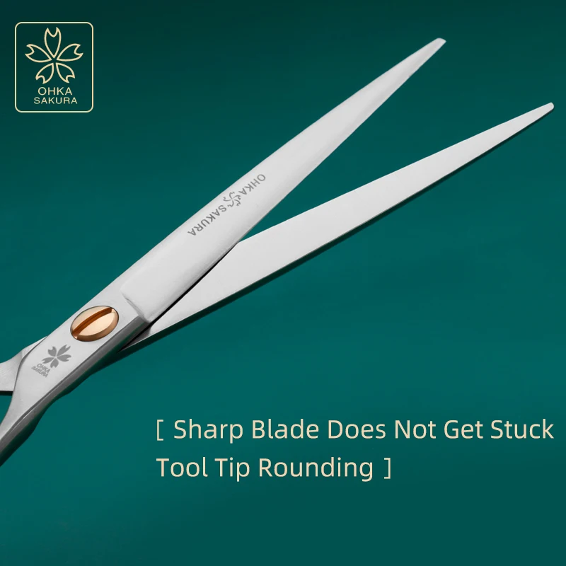 Tijeras profesionales de belleza para mascotas, tornillo grande ranurado VG10, Material importado 7,0 7,5 8,0, cizalla directa integral para el cuidado - imagen 4