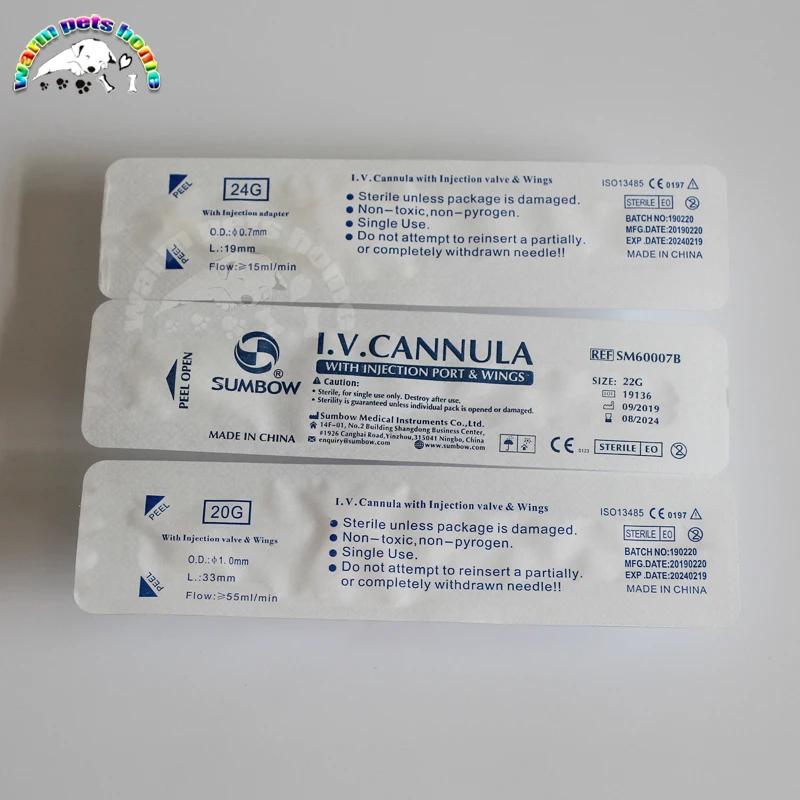 Cánula IV de 10-50 Uds con puerto de inyección y alas catéteres estériles I V 20G 22G 24G equipo veterinario - imagen 2