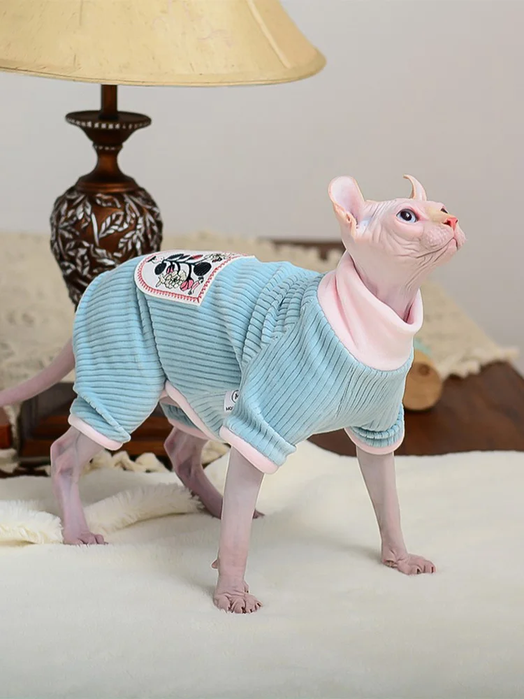 Ropa de invierno para gatos, sudaderas con capucha de algodón suave y cálido, Jersey Sphynx, Disfraces para gatos, ropa para gatitos, suministros para gatos - imagen 2