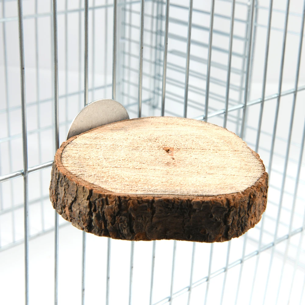 Soporte redondo de madera para pájaros, plataforma colgante, juguete para pájaros, ardilla, loro - imagen 5