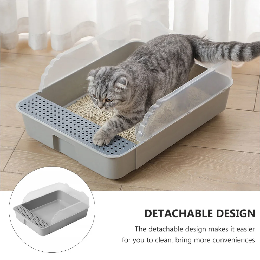 Caja de arena antisalpicaduras para gatos con cuchara y bandeja para perros: solución de inodoro limpia para gatos y mascotas pequeñas - imagen 2