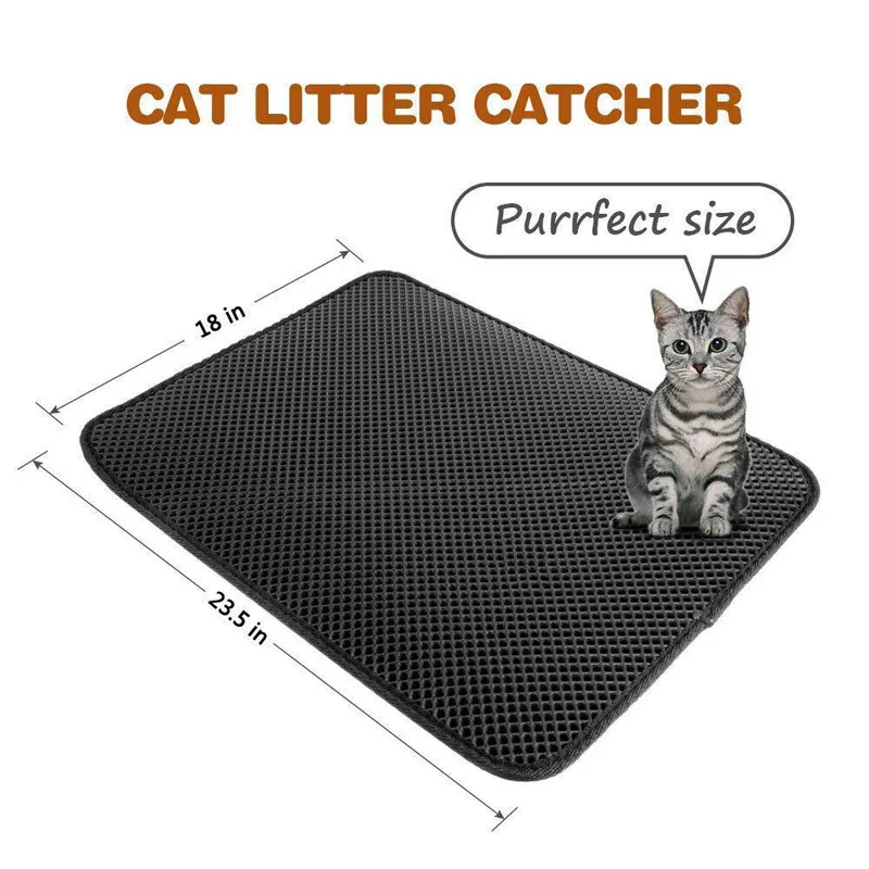Estera de arena para gatos, alfombrilla de EVA impermeable de doble capa para atrapar arena para mascotas, productos de limpieza, accesorios para gatos - imagen 3