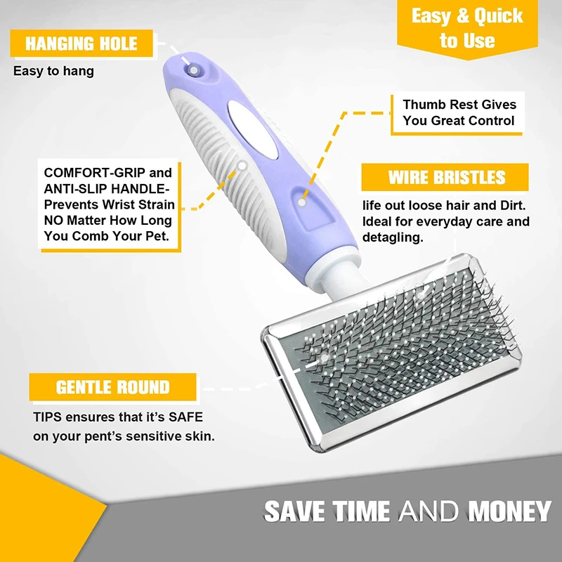 Benepaw-cepillo profesional para perros, peine rebanador para masajes de partículas, antideslizante, ergonómico, elimina enredos, caspa, pelo suelto - imagen 4