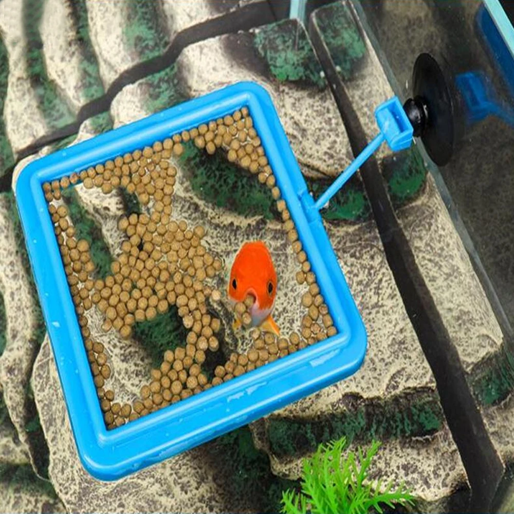 New Aquarium Feeding Ring Fish Tank Station Floating Food Tray  Square Circle Accessory Water Plant Buoyancy Suction - imagen 3