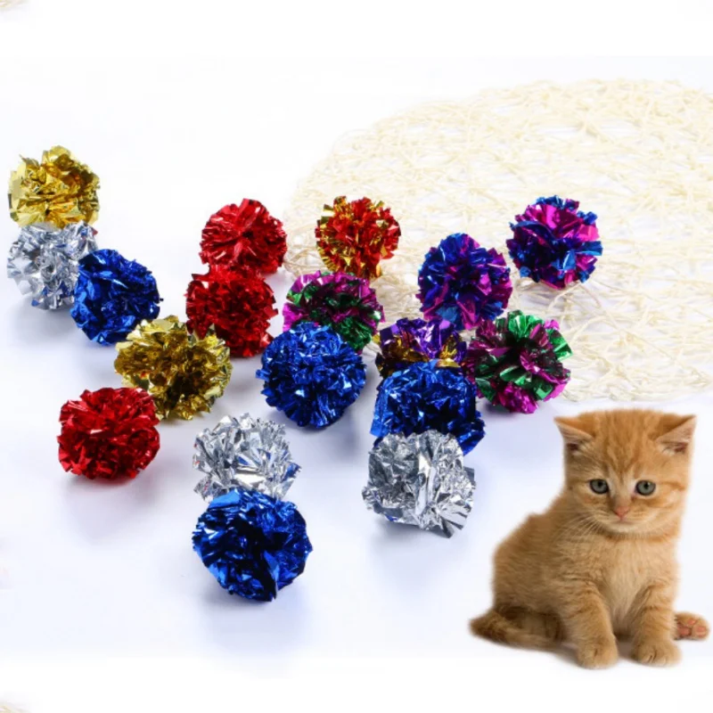 12 Uds. Juguete para Gato, bola de papel arrugada de Color, juguetes con sonido para gato, productos interactivos para gatos, suministros de plástico para mascotas, juguetes creativos - imagen 5