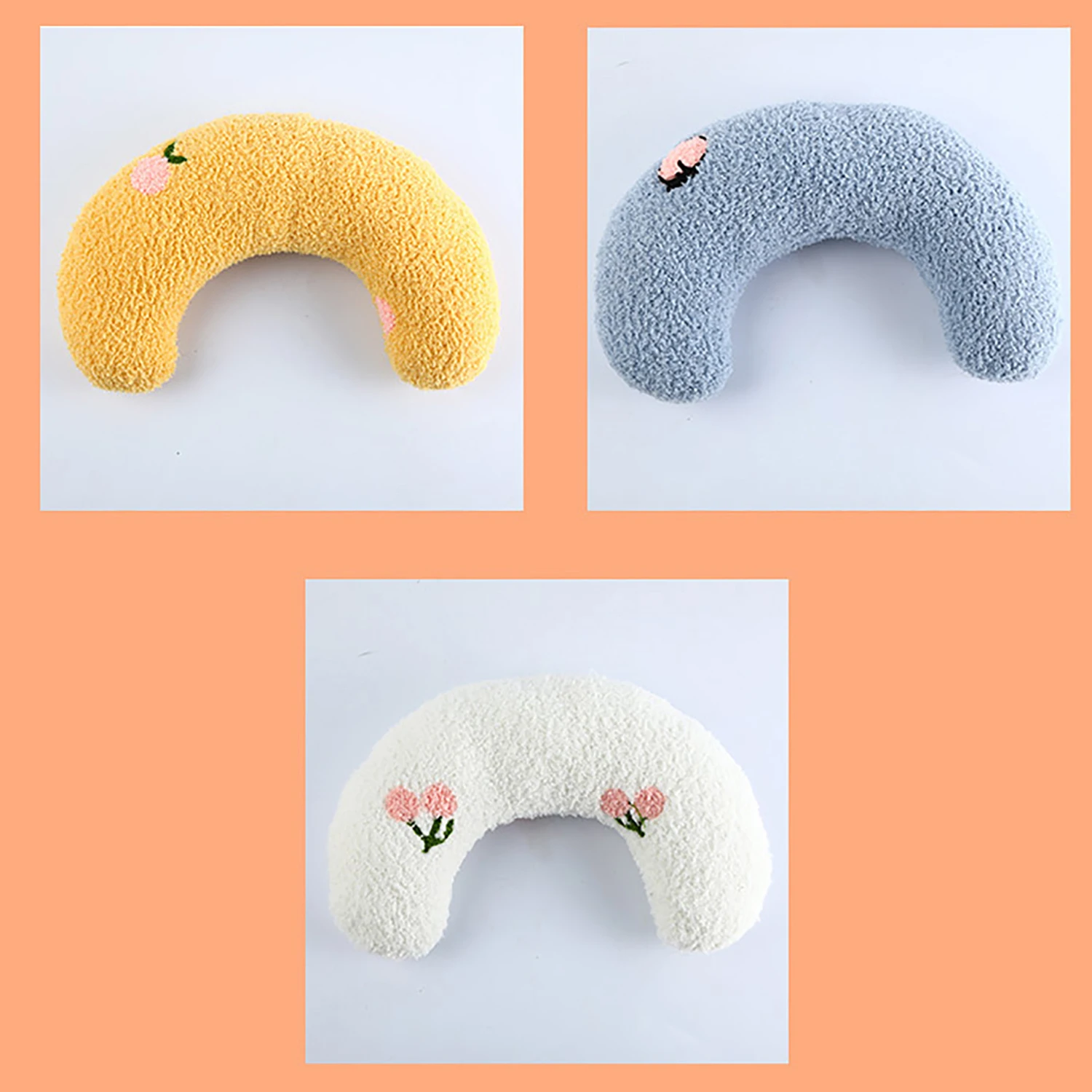 Almohada de algodón suave y cálida para gato, cama en forma de media luna, cojín en forma de U para dormir profundamente - imagen 3